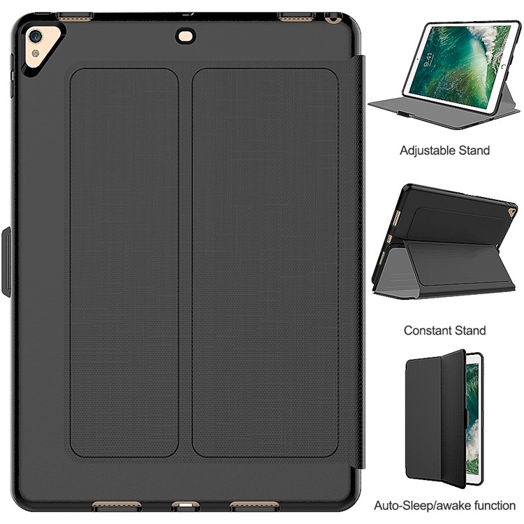 Copertura dello stand in pelle sottile per risveglio intelligente per iPad Pro da 10,5 pollici (2017) - Nero-4