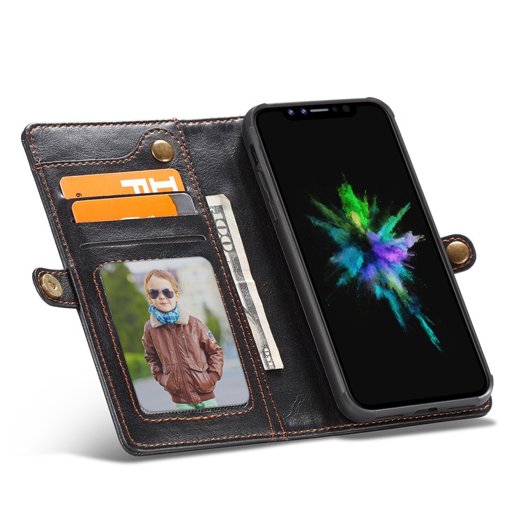 CASEME Estojo De Couro Destacável 2-em-1 Para Carteira De Couro Para Iphone X / 10 5.8 Polegadas - Preto-14