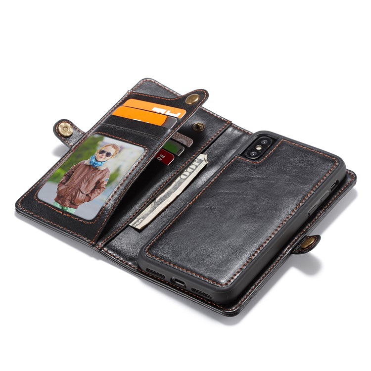 CASEME Estojo De Couro Destacável 2-em-1 Para Carteira De Couro Para Iphone X / 10 5.8 Polegadas - Preto-17
