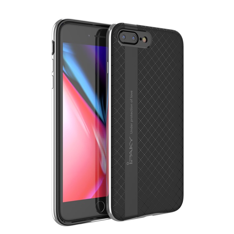 

IPAKY PC Rim + TPU Back Hybrid Shell Case for iPhone 8 Plus / 7 Plus - Silver