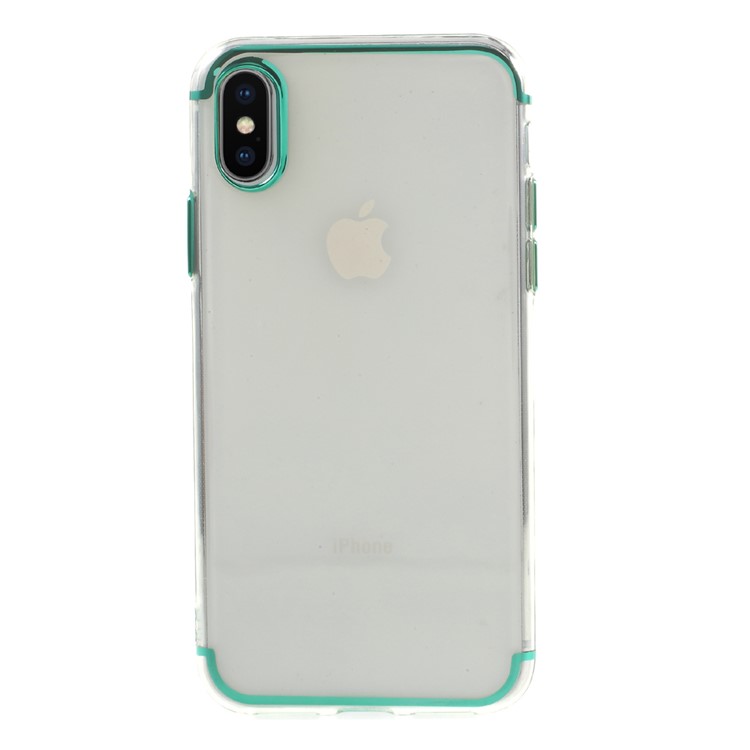 

Electroplating Edge Clear TPU Phone Casing for iPhone XS / X / 10 5.8 inch - Green