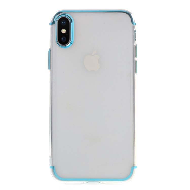 

Electroplating Edge Clear TPU Phone Protective Case for iPhone XS / X / 10 5.8 inch - Blue