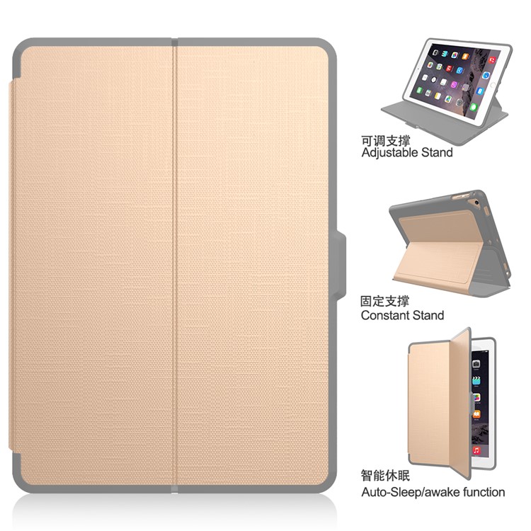 Искусственная Кожа Стенд Смарт-чехол Планшет Для IPad 9.7-дюймовый(2017) - Золото-3