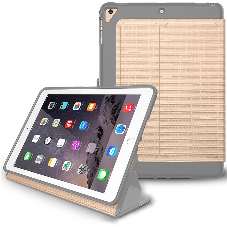 Искусственная Кожа Стенд Смарт-чехол Планшет Для IPad 9.7-дюймовый(2017) - Золото-4