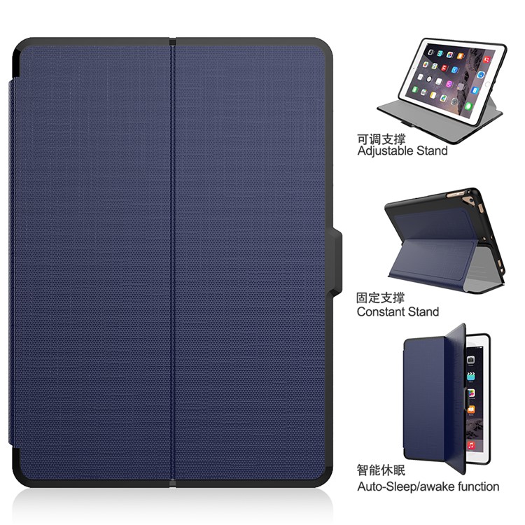 PU Кожаный Подставка Для Смарт-планшета Для Ipad 9,7-дюймовый (2017) - Темно-синий-3
