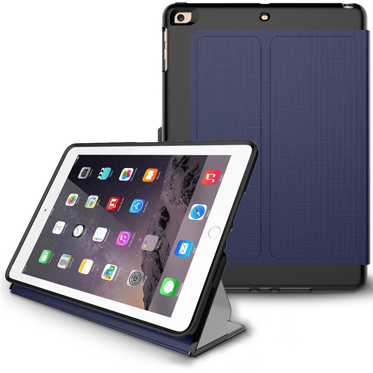 PU Кожаный Подставка Для Смарт-планшета Для Ipad 9,7-дюймовый (2017) - Темно-синий-4