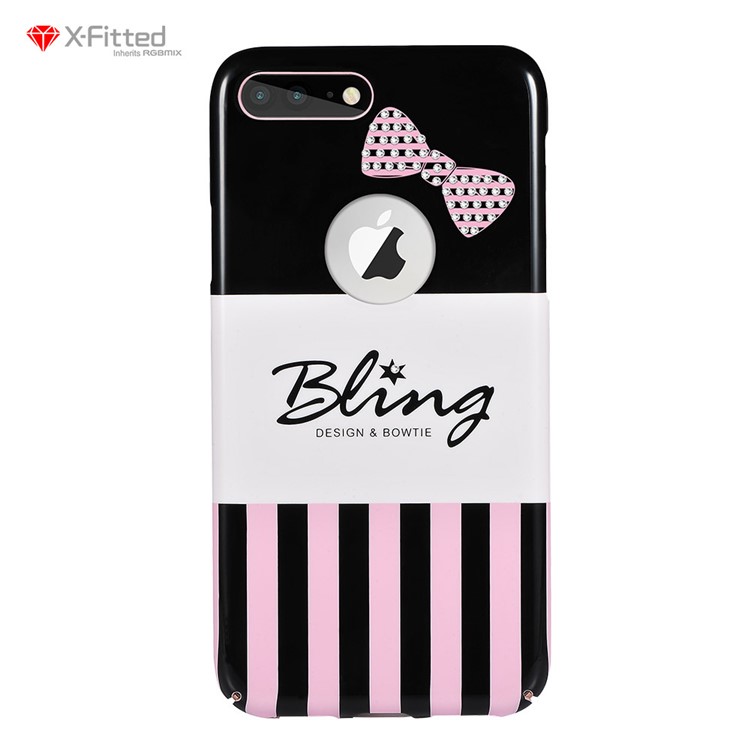 

X-FITTED 3D Metal Bowknot Patterned Hard Cell Phone Case for iPhone 8 Plus / 7 Plus - Pink Bowknot / Colorful Strips
