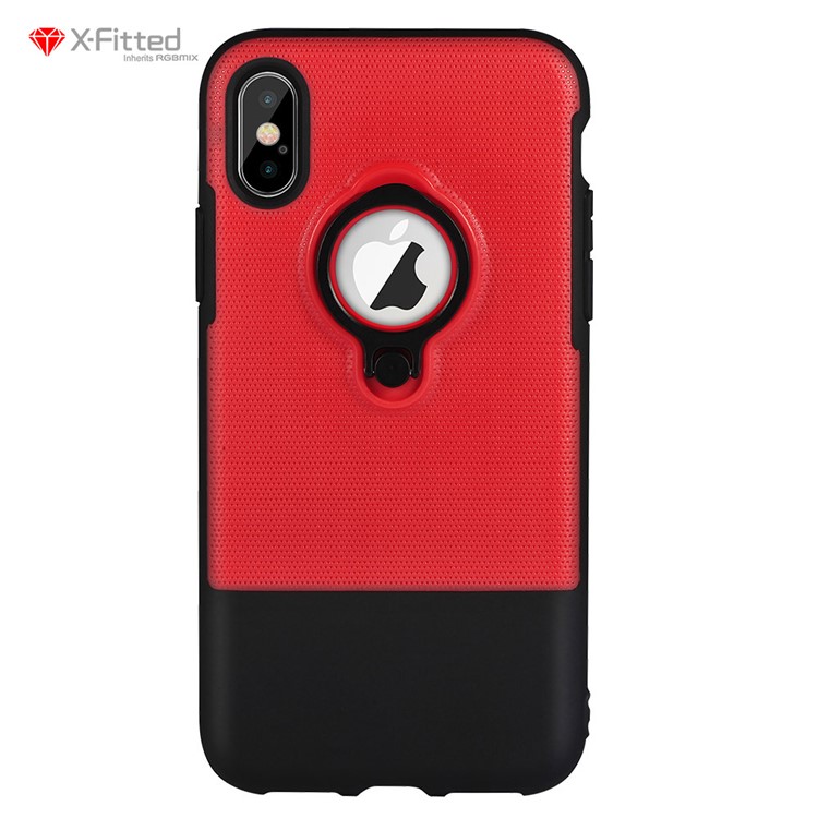 

X-FITTED TPU + PC Hybrid Shell with Ring Holder Kickstand for iPhone X/10 5.8 inch - Red