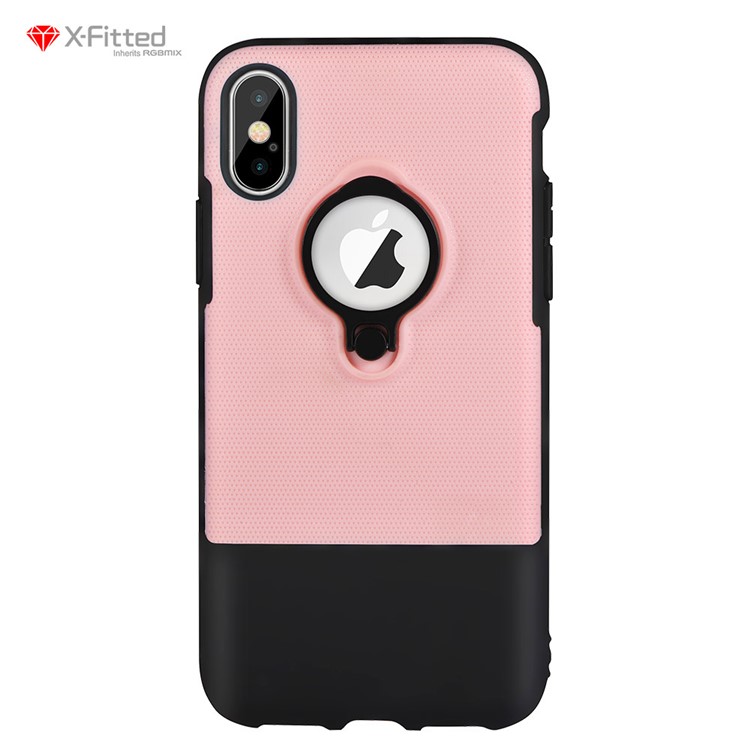 

X-FITTED Ring Holder Kickstand TPU + PC Combo Back Case for iPhone X/10 5.8 inch - Pink
