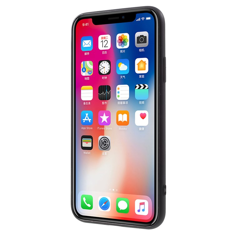 For iPhone X Embossed Pattern Flexible TPU Back Case - White Background and Rose-2