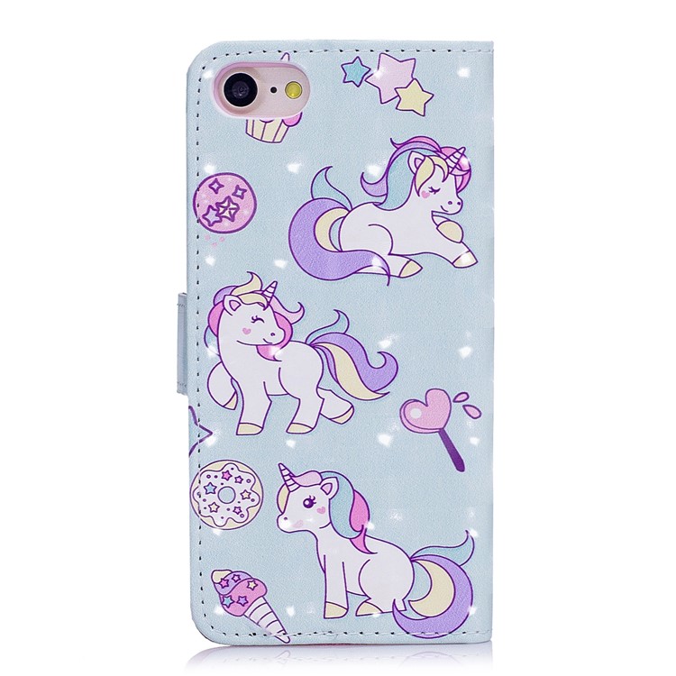 Patterned Rubberized Leather Wallet Mobile Phone Case for iPhone 8 / 7 4.7 inch - Cute Unicorns-4