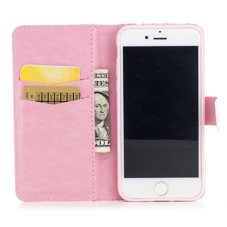 Patterned Rubberized Leather Wallet Mobile Phone Case for iPhone 8 / 7 4.7 inch - Cute Unicorns-6