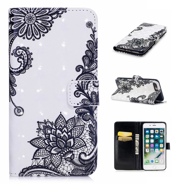 

Patterned Rubberized Leather Wallet Mobile Phone Case for iPhone 8 Plus / 7 Plus 5.5 inch - Lace