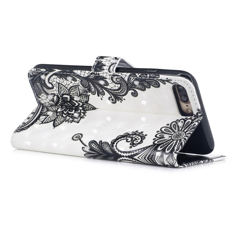 Patterned Rubberized Leather Wallet Mobile Phone Case for iPhone 8 Plus / 7 Plus 5.5 inch - Lace-2