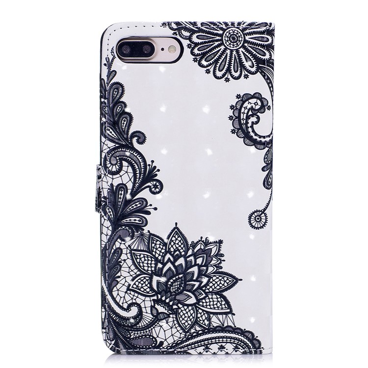 Patterned Rubberized Leather Wallet Mobile Phone Case for iPhone 8 Plus / 7 Plus 5.5 inch - Lace-4