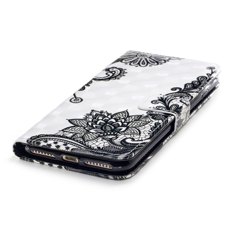 Patterned Rubberized Leather Wallet Mobile Phone Case for iPhone 8 Plus / 7 Plus 5.5 inch - Lace-5