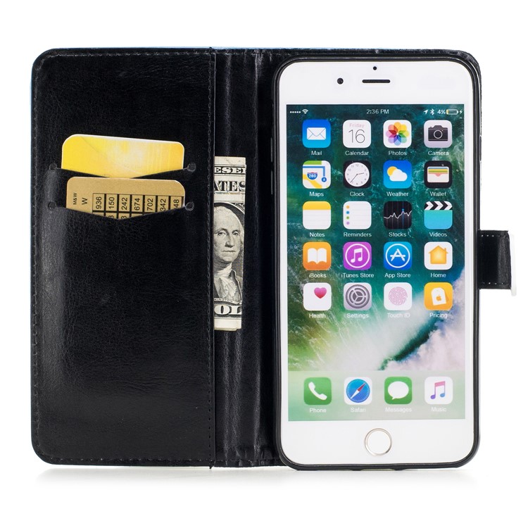 Patterned Rubberized Leather Wallet Mobile Phone Case for iPhone 8 Plus / 7 Plus 5.5 inch - Lace-6