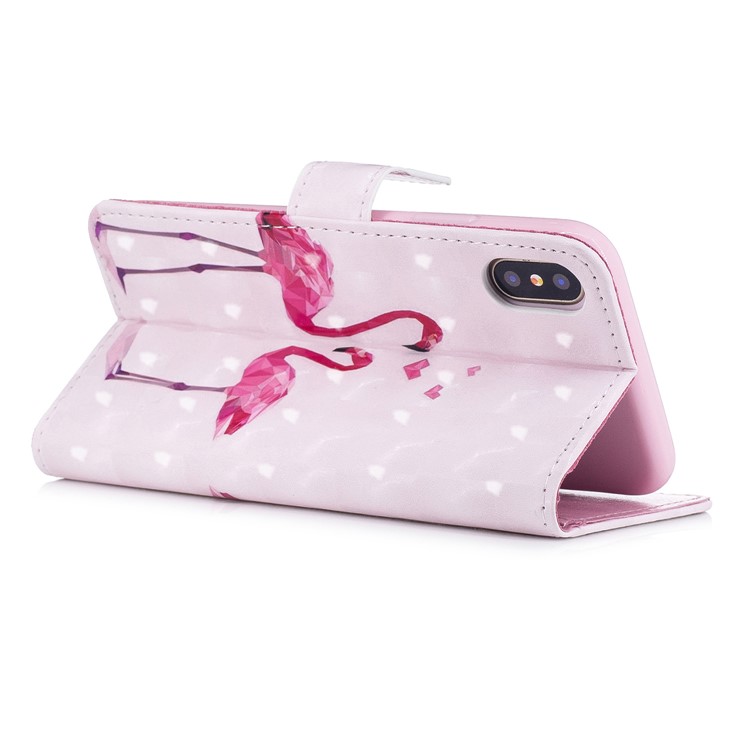 3D Pattern Printing Rubberized PU Leather Protective Shell for iPhone X /10 5.8 inch - Crane-2