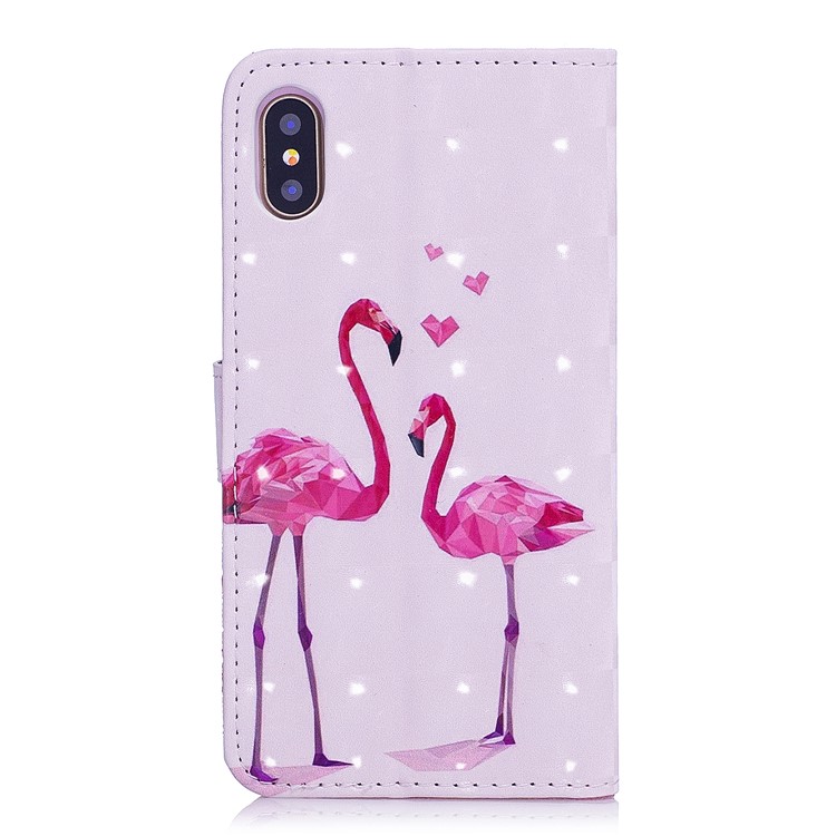 3D Pattern Printing Rubberized PU Leather Protective Shell for iPhone X /10 5.8 inch - Crane-4