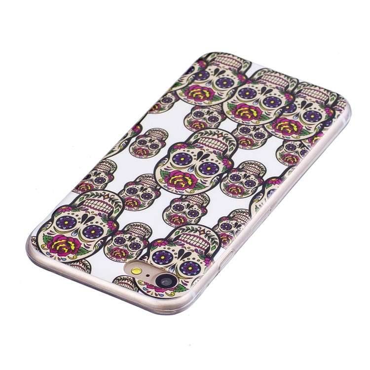 Luminous Glow Pattern Printing TPU Phone Case for iPhone 8/7 - Floral Skulls-4