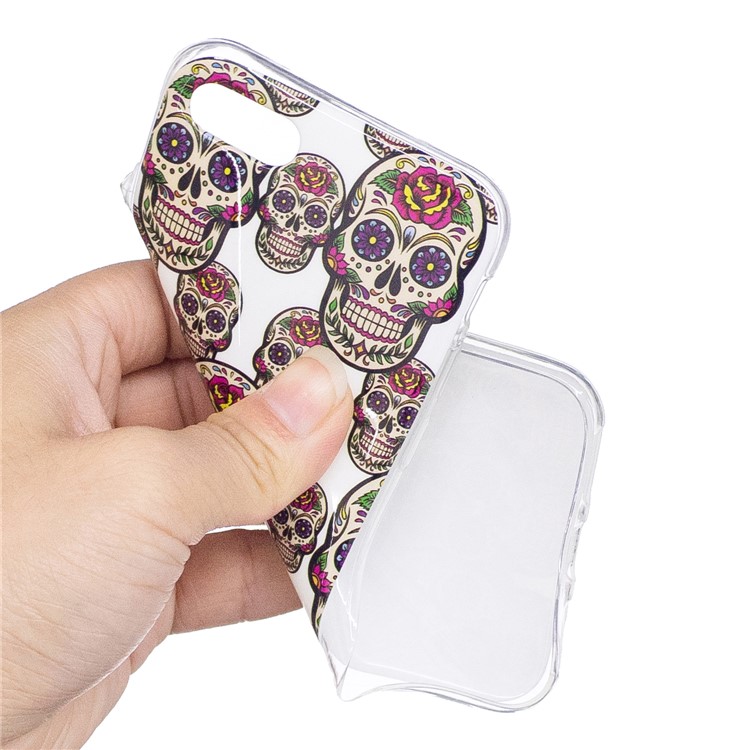 Luminous Glow Pattern Printing TPU Phone Case for iPhone 8/7 - Floral Skulls-5