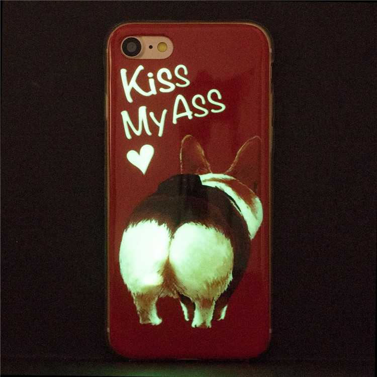 Pattern Printing TPU Noctilucent Case for iPhone 8/7 - Corgi Butt-8