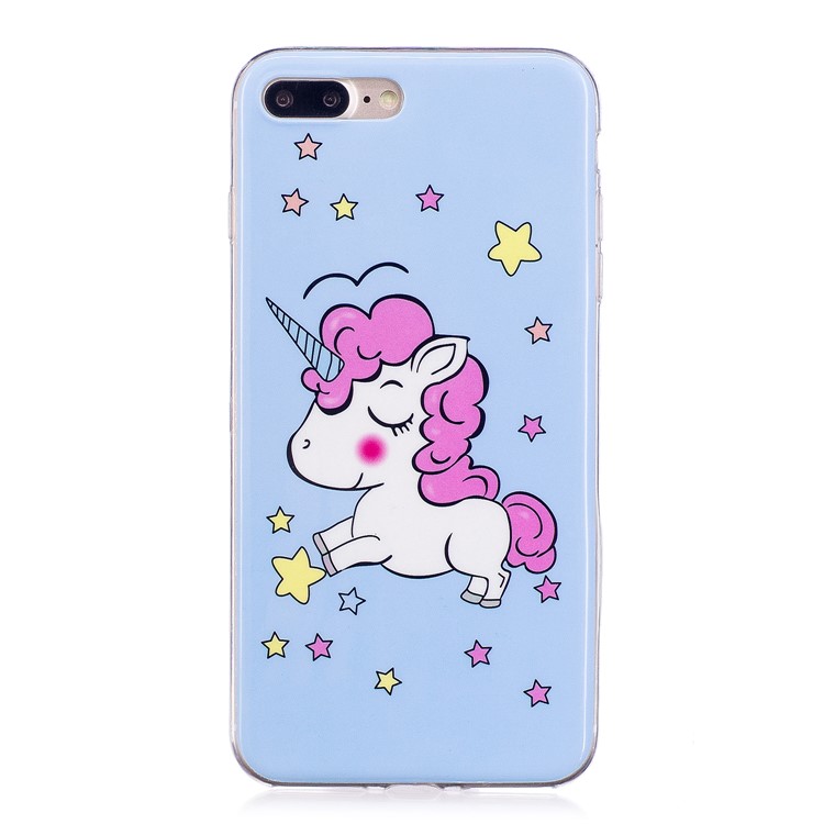 Luminous IMD Patterned Soft TPU Back Phone Case for iPhone 8 Plus / 7 Plus - Unicorn and Star-2