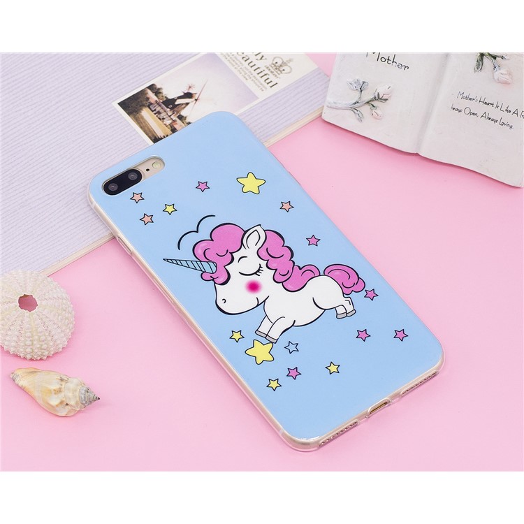 Luminous IMD Patterned Soft TPU Back Phone Case for iPhone 8 Plus / 7 Plus - Unicorn and Star-6