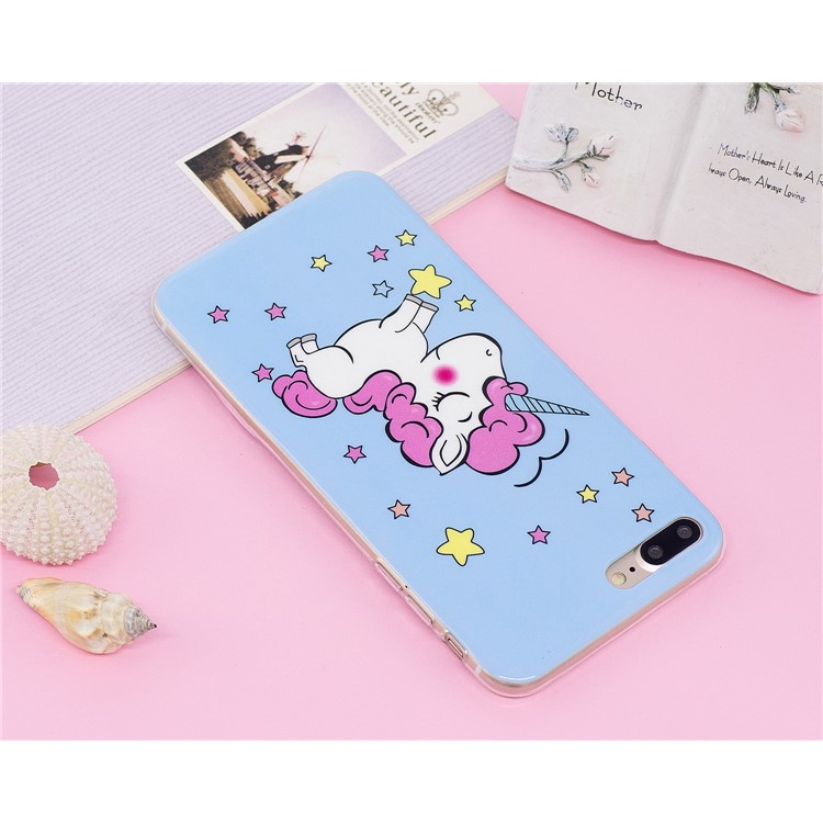 Luminous IMD Patterned Soft TPU Back Phone Case for iPhone 8 Plus / 7 Plus - Unicorn and Star-7