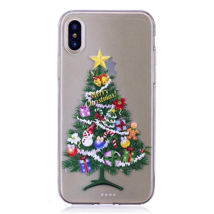

Christmas Pattern Printing TPU Jelly Case Accessory for iPhone X /XS - Colorful Christmas Tree