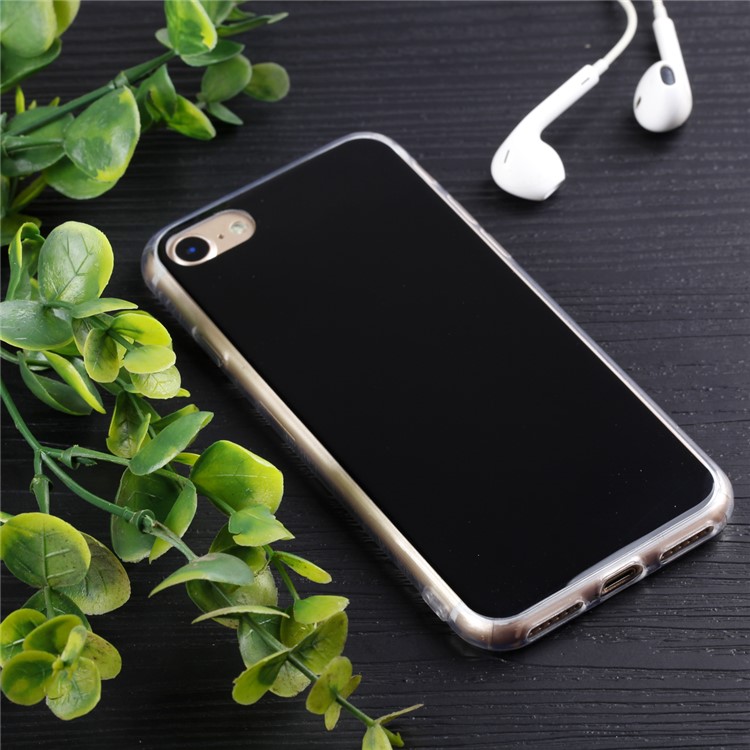 Glossy PC Film Coated TPU Case for iPhone 8/7 - Black-1