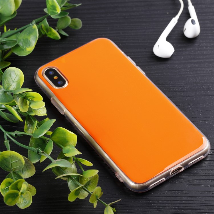 Anti-scratch Soft TPU Inside Film Sticker Mobile Phone Case for iPhone X - Orange-1