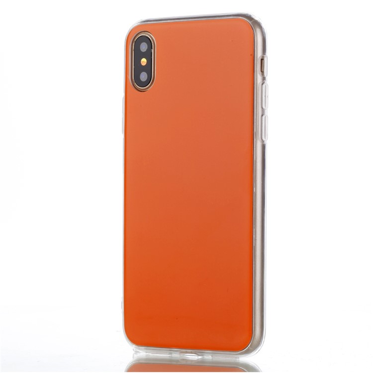 Anti-scratch Soft TPU Inside Film Sticker Mobile Phone Case for iPhone X - Orange-2