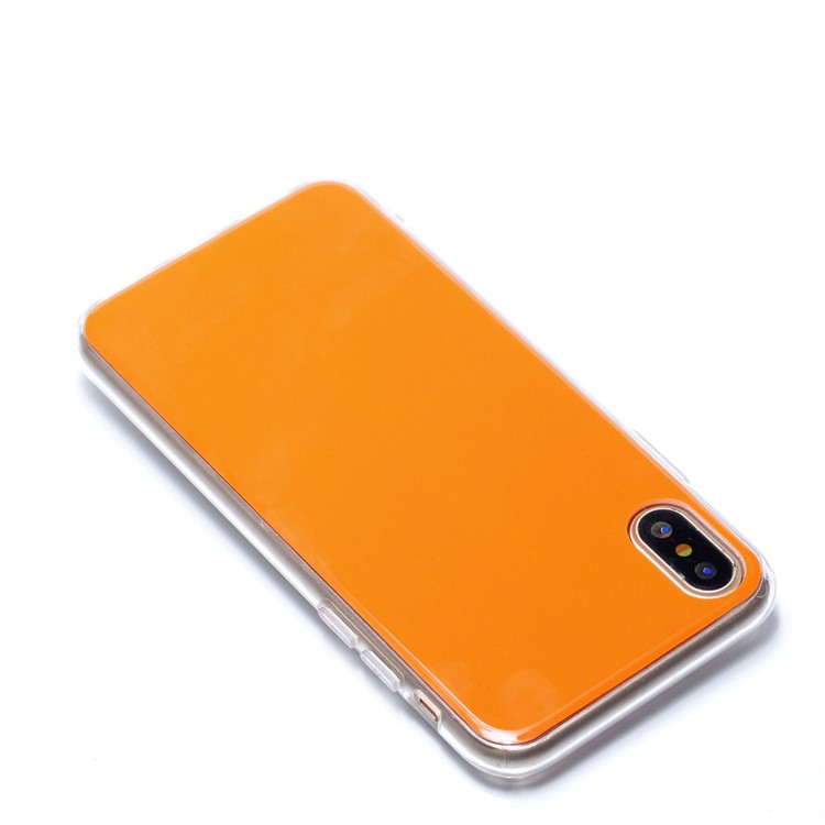 Anti-scratch Soft TPU Inside Film Sticker Mobile Phone Case for iPhone X - Orange-4
