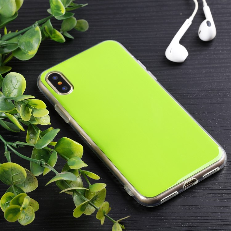 Anti-scratch Soft TPU Inside Film Sticker Cell Phone Cover for iPhone X - Green-1