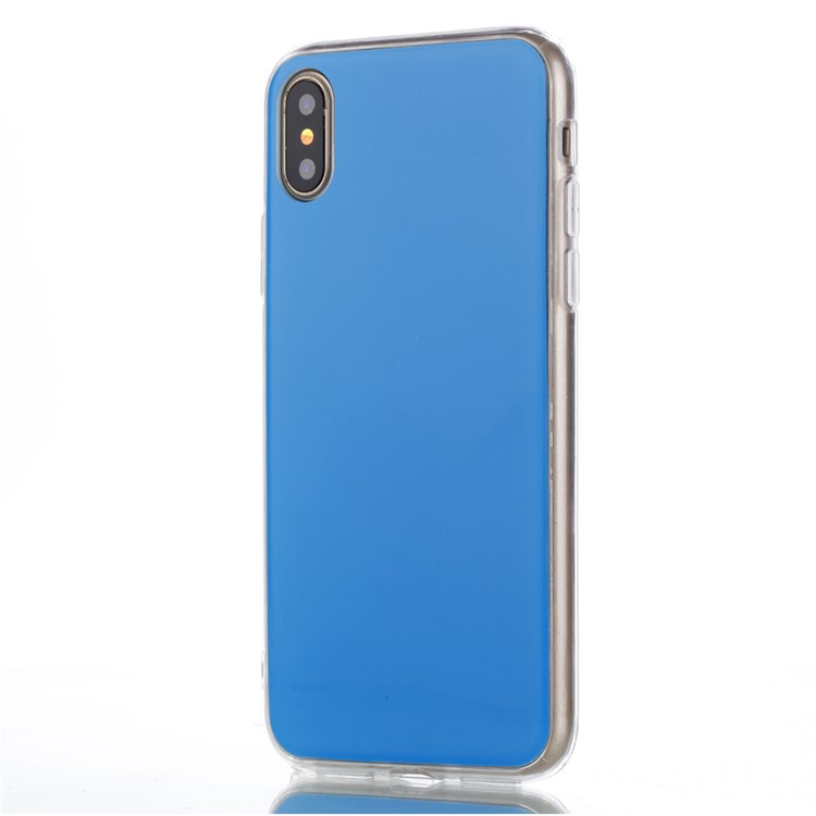 Anti-scratch Soft TPU Inside Film Sticker Back Case for iPhone X - Blue-2