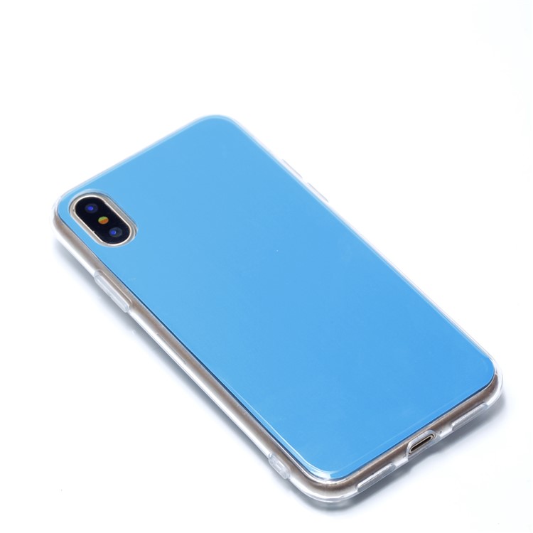 Anti-scratch Soft TPU Inside Film Sticker Back Case for iPhone X - Blue-3