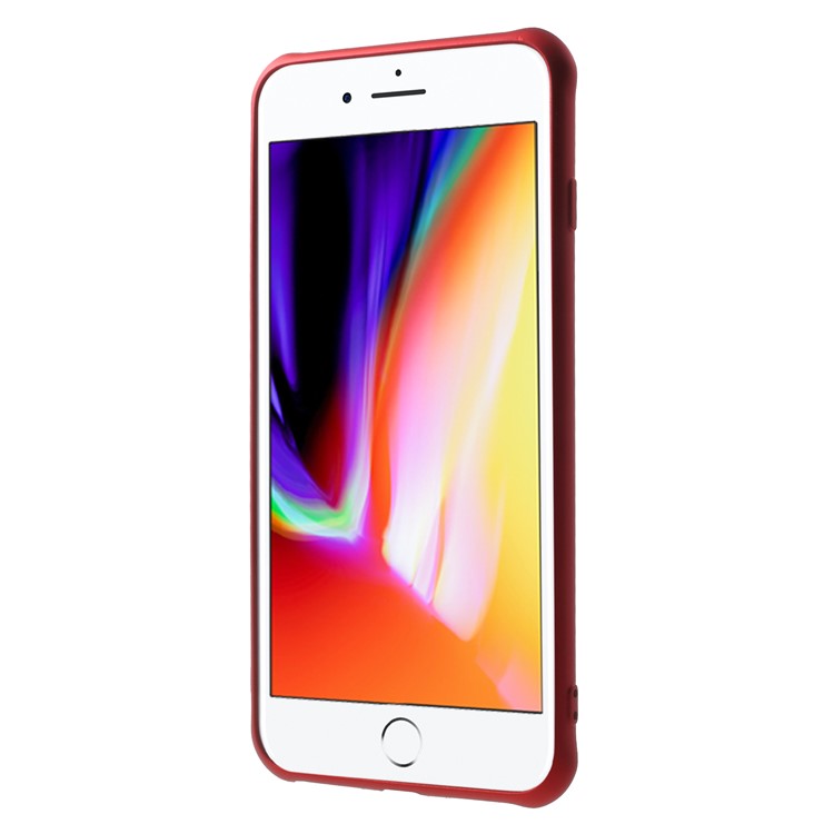 Rubberized Flexible TPU Grid Pattern Phone Case Accessory with Invisible Kickstand for iPhone 8 Plus / 7 Plus - Red-2