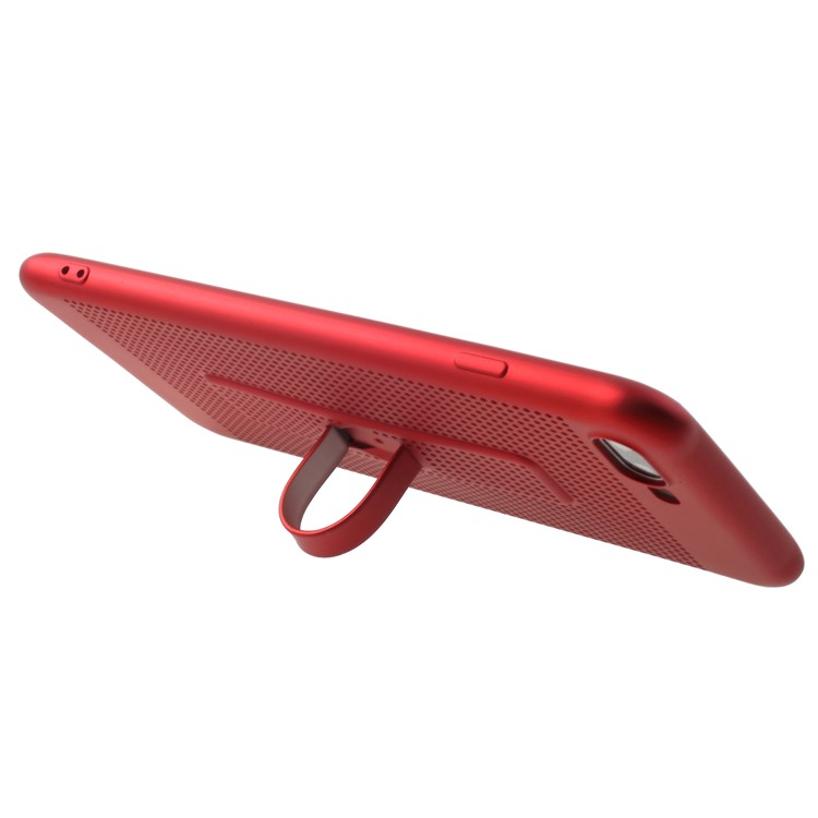 Rubberized Flexible TPU Grid Pattern Phone Case Accessory with Invisible Kickstand for iPhone 8 Plus / 7 Plus - Red-5