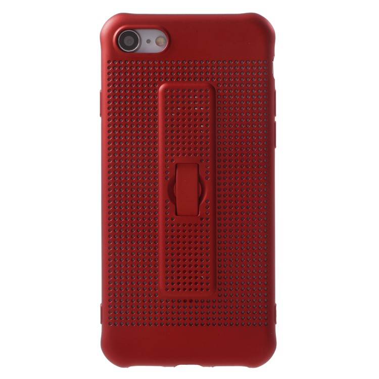 Hollow Mesh TPU Gel Hidden Stand Phone Cover for iPhone 8 4.7-inch - Red-3