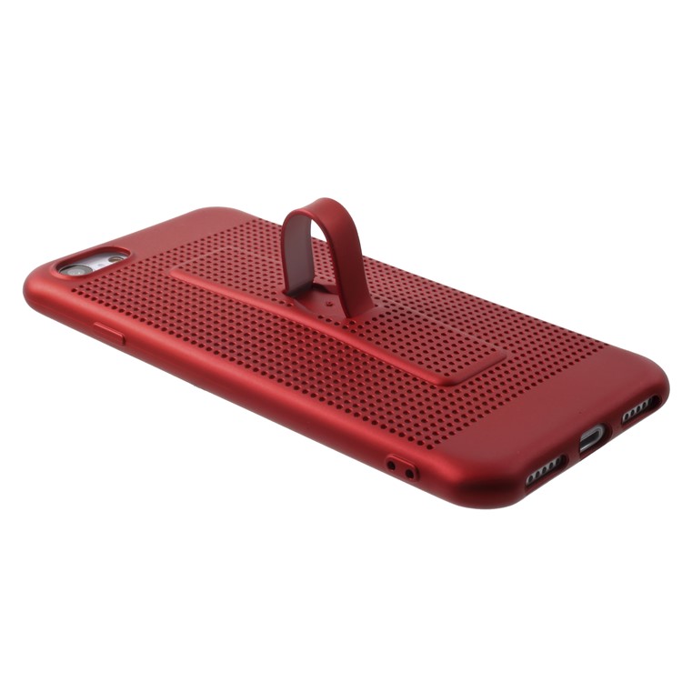 Hollow Mesh TPU Gel Hidden Stand Phone Cover for iPhone 8 4.7-inch - Red-6