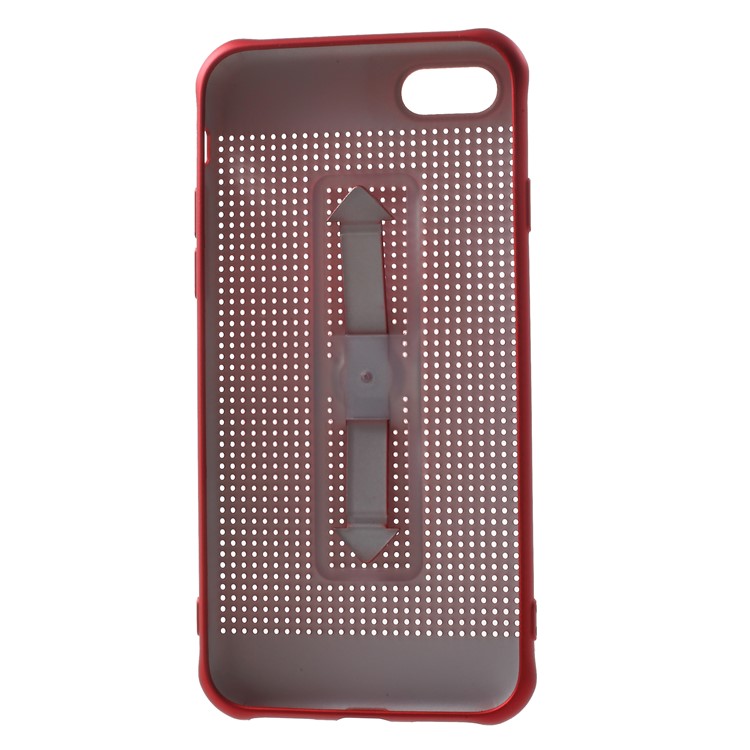 Hollow Mesh TPU Gel Hidden Stand Phone Cover for iPhone 8 4.7-inch - Red-7