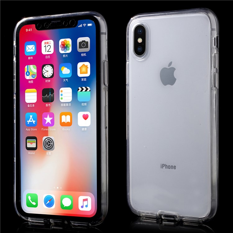 Touchable Acrylic TPU Hybrid Front + Soft TPU Back Cover for iPhone X/10 5.8 inch - Black-1