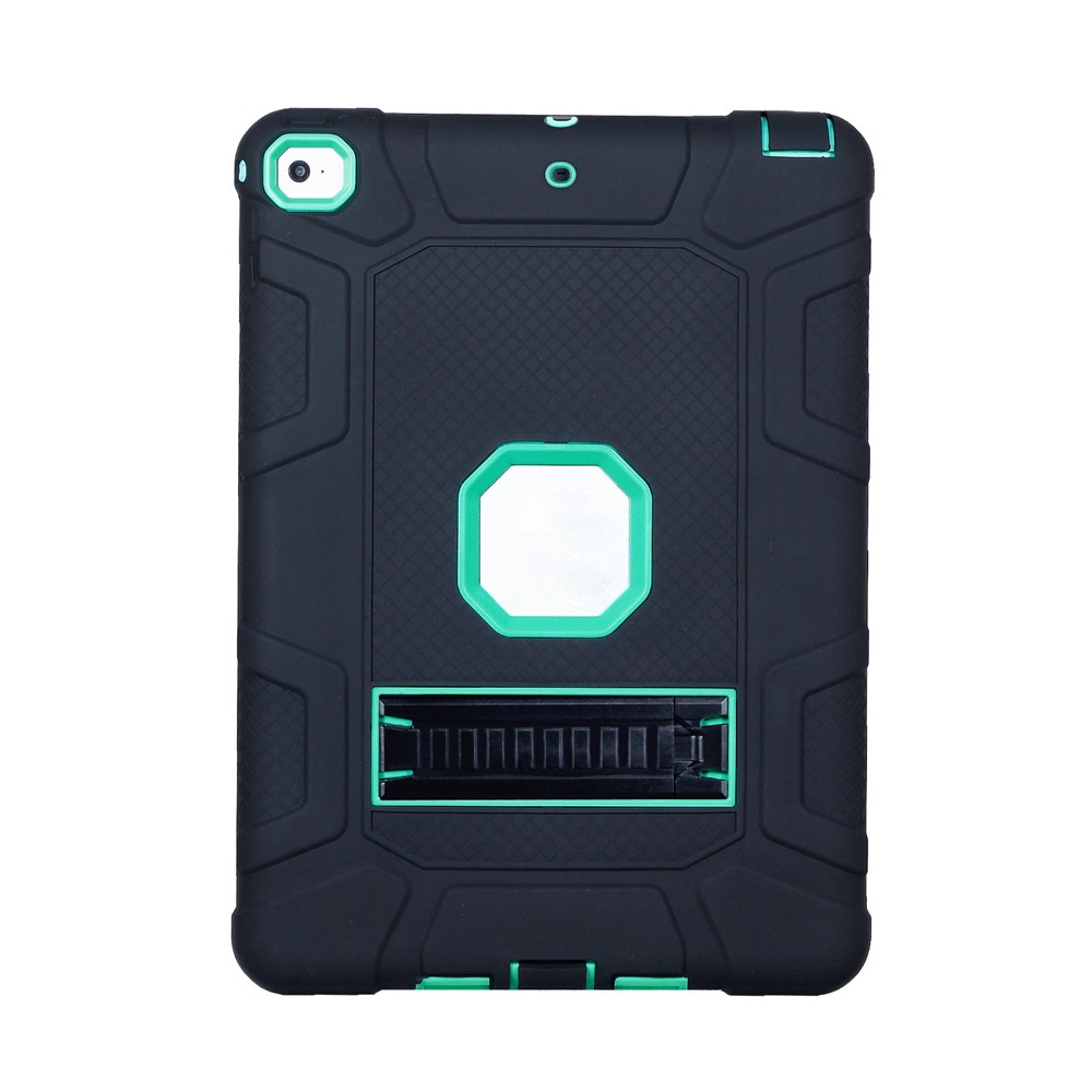 Armor Defender Kickstand PC Silicone Hybrid Shockproof Case for iPad 9.7 (2018) / 9.7 (2017) - Cyan / Black