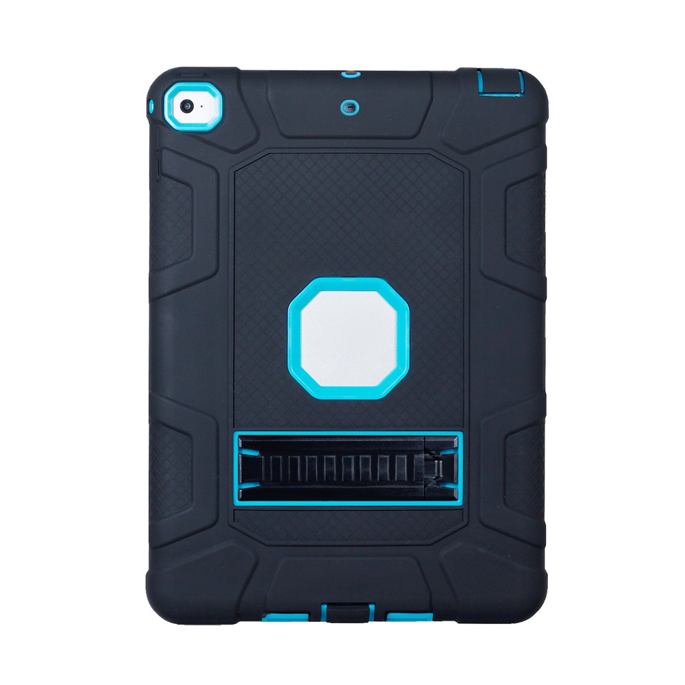 Armor Defender Kickstand PC Silicone Hybrid  Shockproof Cover for iPad 9.7 (2018) / 9.7 (2017) - Baby Blue / Black