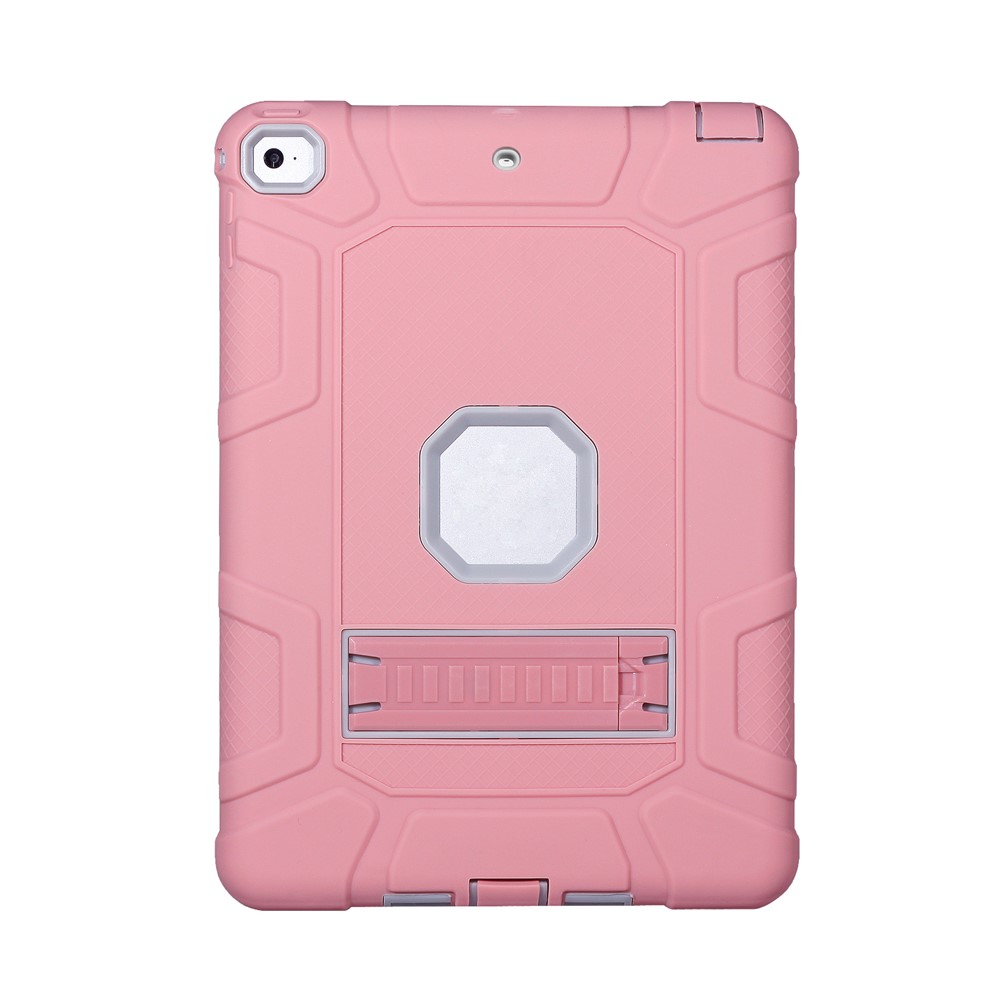 Armor Defender PC Silicone Hybrid Kickstand Cover for iPad 9.7 (2018) / 9.7 (2017) - Grey / Pink