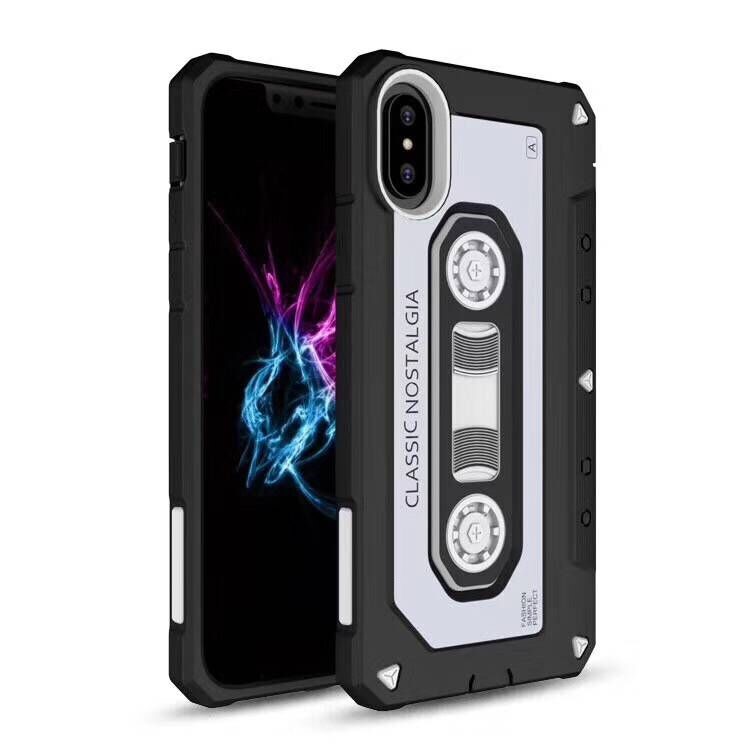 Cassette Tape Shape PC + TPU Hybrid Case for iPhone X/10 5.8 inch - White-1