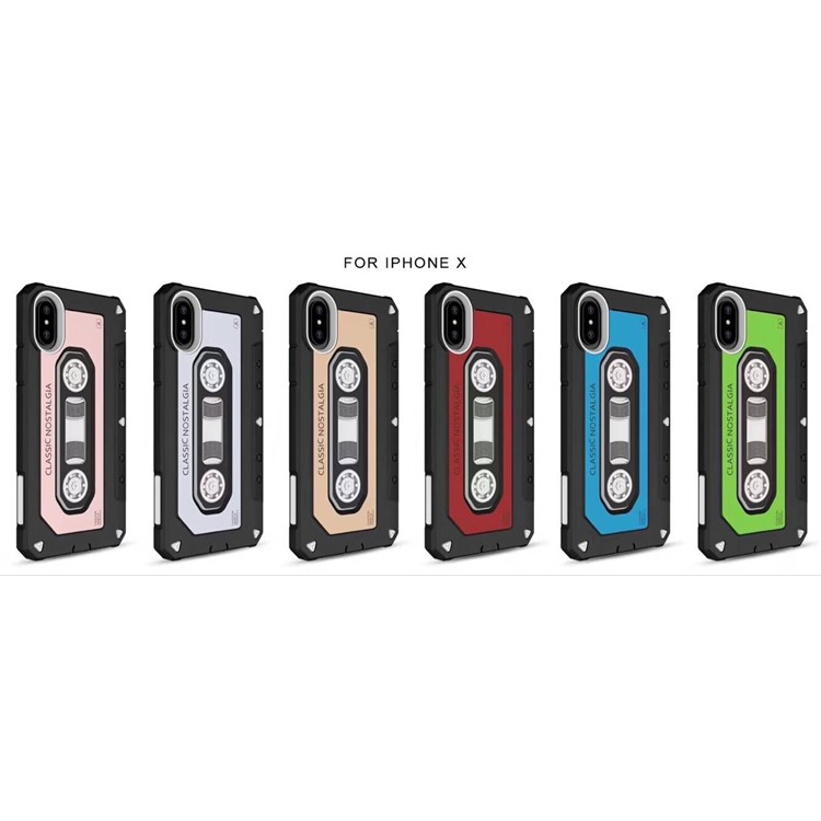 Cassette Tape Shape PC + TPU Hybrid Case for iPhone X/10 5.8 inch - White-2