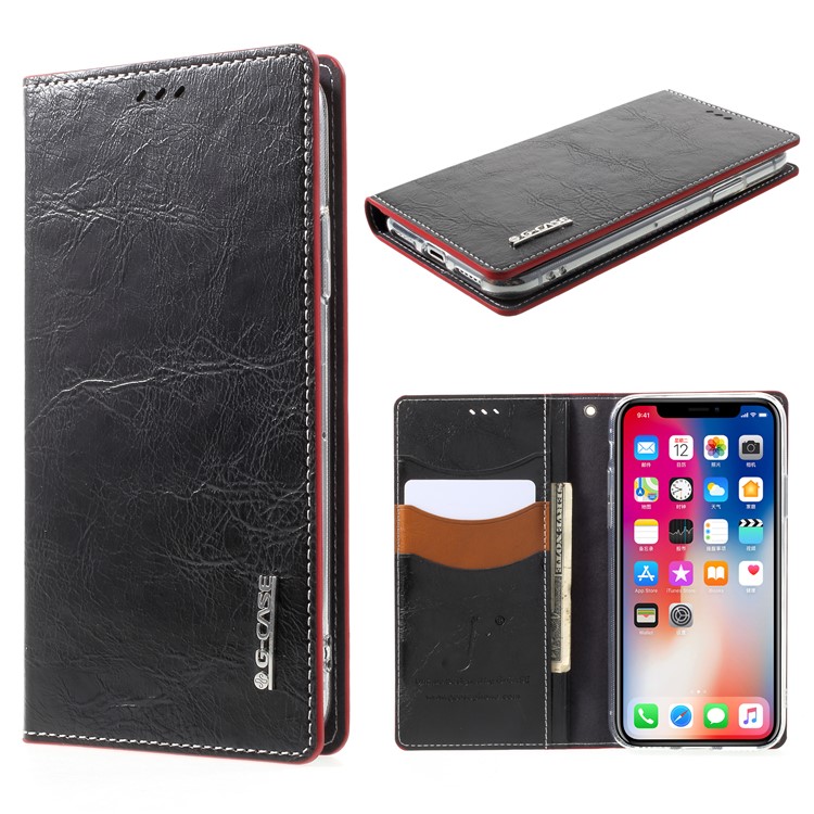 G-CASE Celebrity Series Wallet Leather Mobile Cover for iPhone X 5.8-inch - Black-1