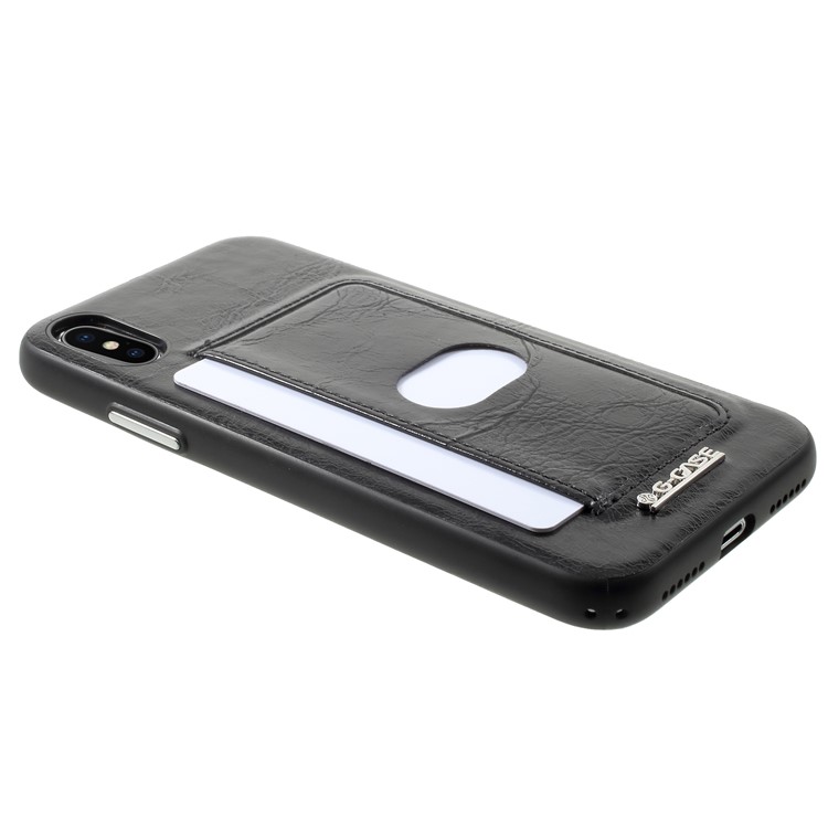 G-CASE Majesty Series Leather Coated PC TPU Hybrid Case with Card Slot for iPhone X/10 - Black-3